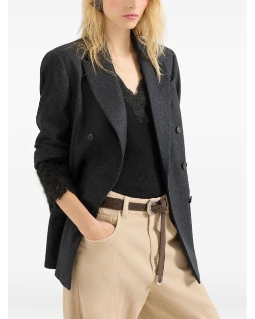 Blazer con doble botonadura Brunello Cucinelli de color Black