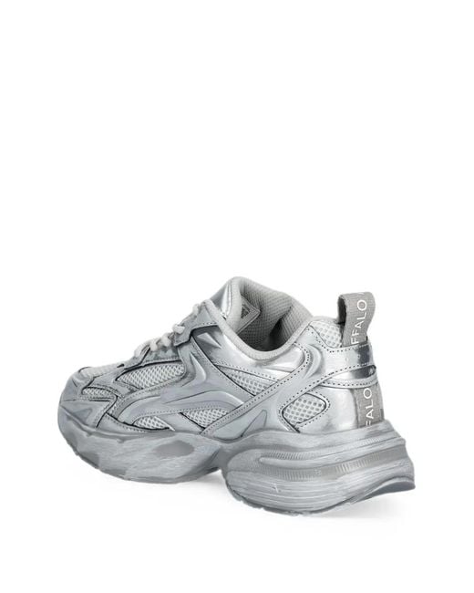 Buffalo White Gianna One Metallic-Effect Panelled Sneakers