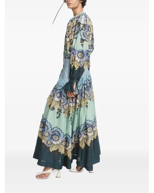 Gonna Lunga Madalena A Fiori di ALÉMAIS in Blue