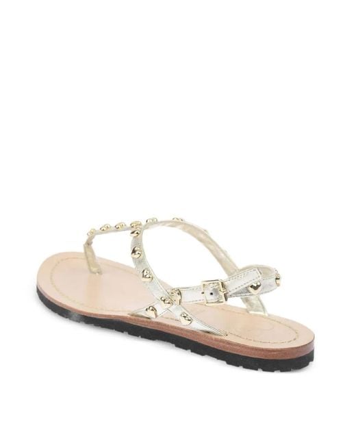 Moschino White Heart-Stud Thong Sandals