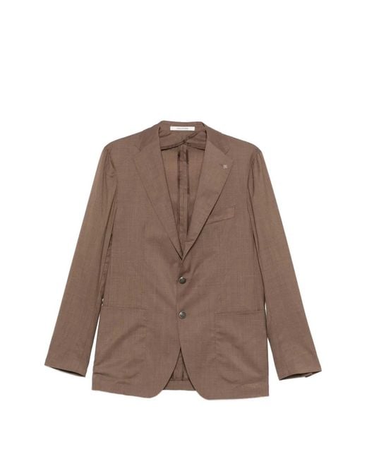 Tagliatore Brown Buttoned Single-Breasted Blazer for men