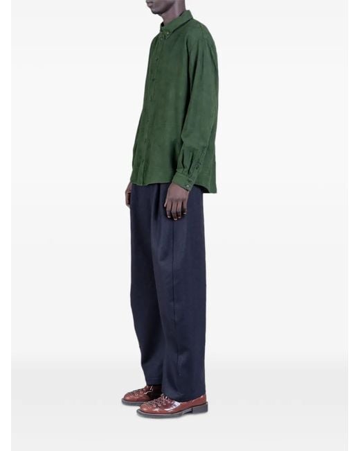 Henrik Vibskov Green Block Jacquard Cotton Shirt for men