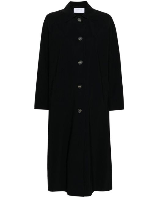 Harris Wharf London Black A-line Long-sleeve Parka Coat