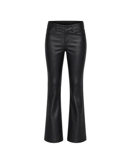 AG Jeans Black Sophie Leather Flared Trousers