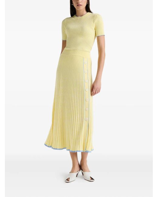 Anna Quan Yellow Cotton Midi Skirt