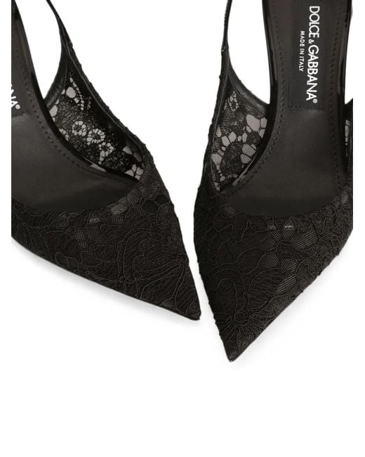 Dolce & Gabbana Black Lace Slingback Pumps
