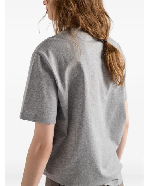 Prada Gray T-Shirt Mit Logo-Patch