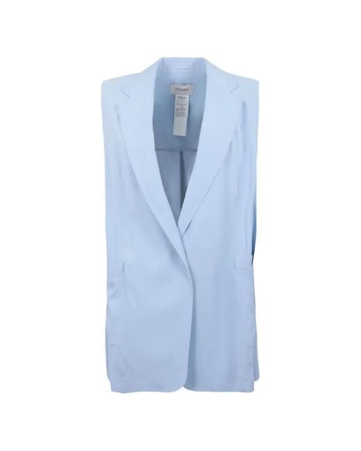 Sportmax Blue Sleeveless Notched-Lapels Jacket