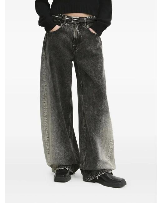Miss Sixty Black Acid-Wash Wide-Leg Jeans
