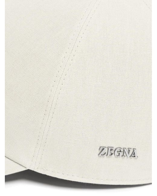 Zegna White Oasi Lino Baseball Cap for men