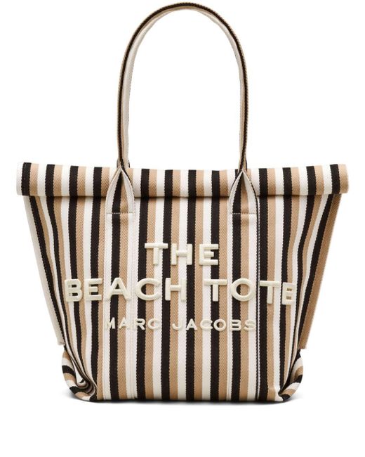 Marc Jacobs White The Woven Stripe Beach Tote Bag