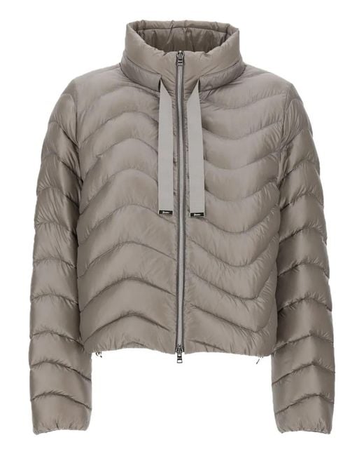 Herno Gray Quilted Cropped Jacket