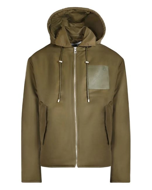 Loewe Green Hooded Front-Patch Jacket for men