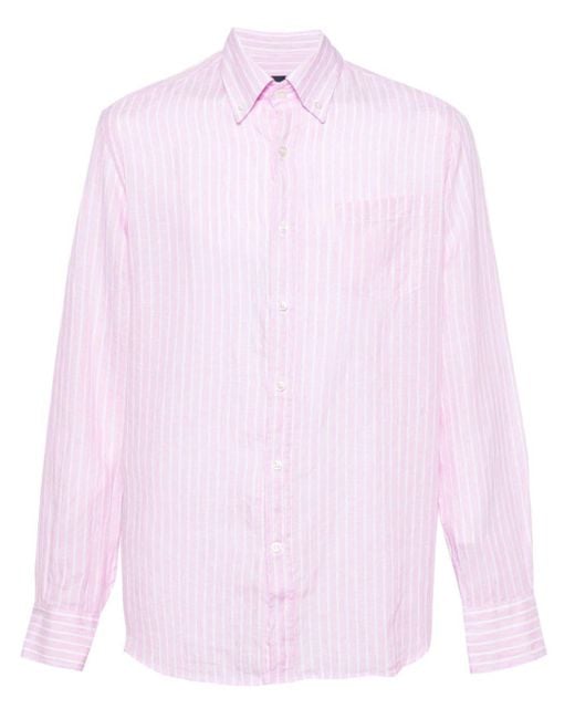 Paul & Shark Pink Striped Linen Shirt for men