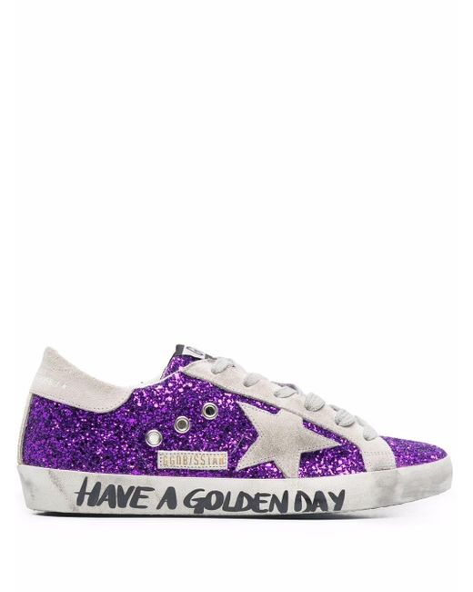 Golden Goose Deluxe Brand Purple Super-star Glitter-effect Sneakers