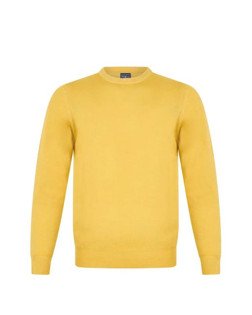 Fedeli Yellow Crew-Neck Long-Sleeve Sweater for men