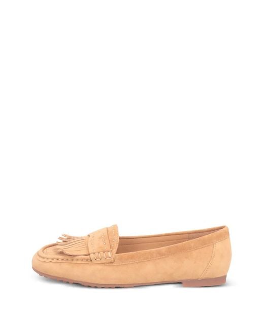 Tosca Blu White Fringe-Detail Studded Loafers