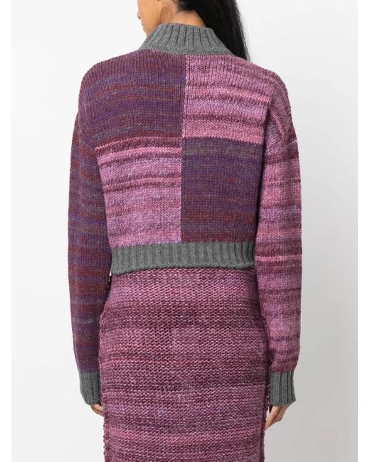 D'Estree Purple Damien Mélange-Effect Knitted Jumper
