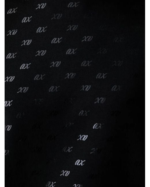 ARMANI EXCHANGE Black Monogram-Pattern Hoodie