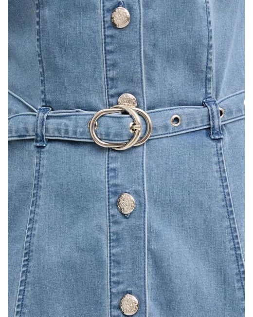 Morgan Blue Belted Button-Down Mini Dress