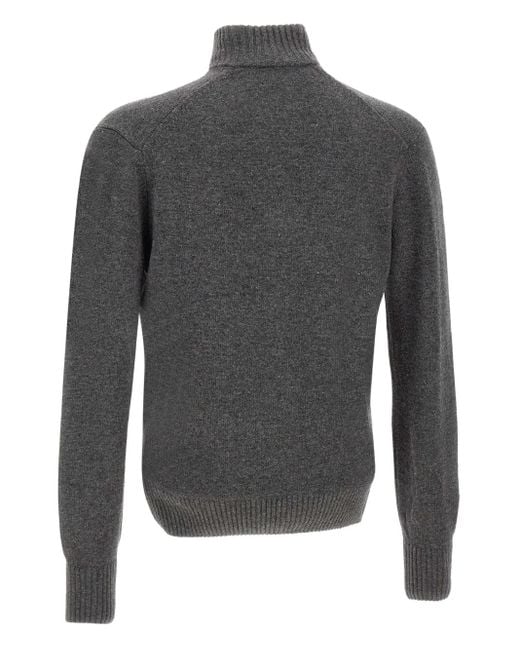 Lacoste Gray Half-Zip Embroidered Sweater for men
