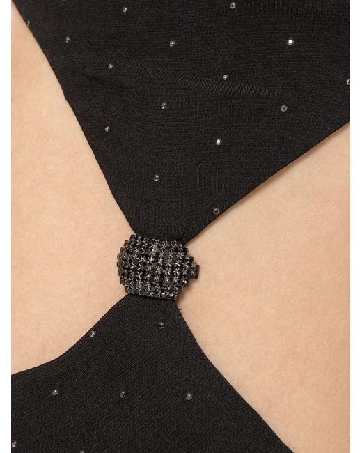 Nissa Black Rhinestone-Embellished Maxi Dress