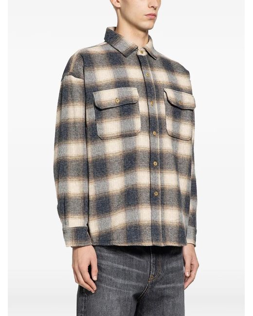 MYTHINKS Gray Checked Shirt for men