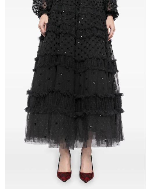 Needle & Thread Black Dot Shimmer Ankle Gown