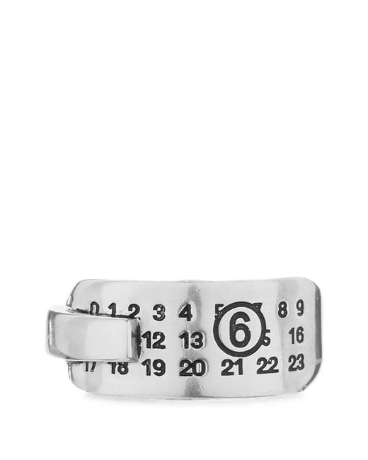 MM6 by Maison Margiela White Numeric-Logo Engraved Ring for men