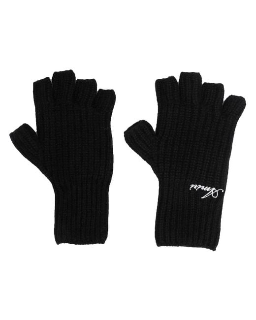 Amiri Black Logo-Embroidered Cashmere Fingerless Gloves for men