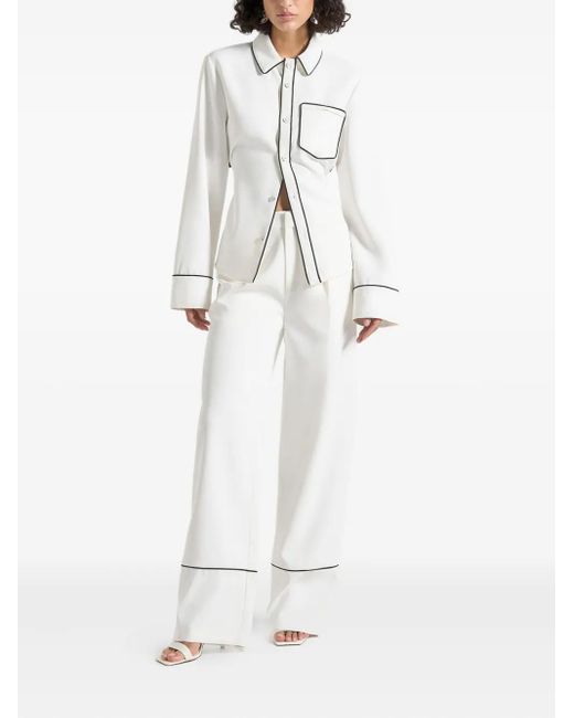Manière De Voir White Mina Piped Trousers