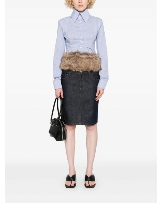 Coperni Gray Faux-Fur Hybrid Midi Skirt