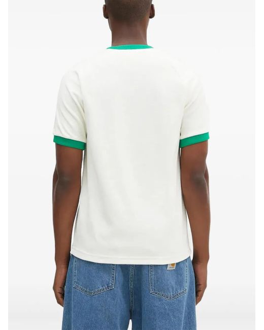 Adidas White Three-Stripe Ringer T-Shirt for men