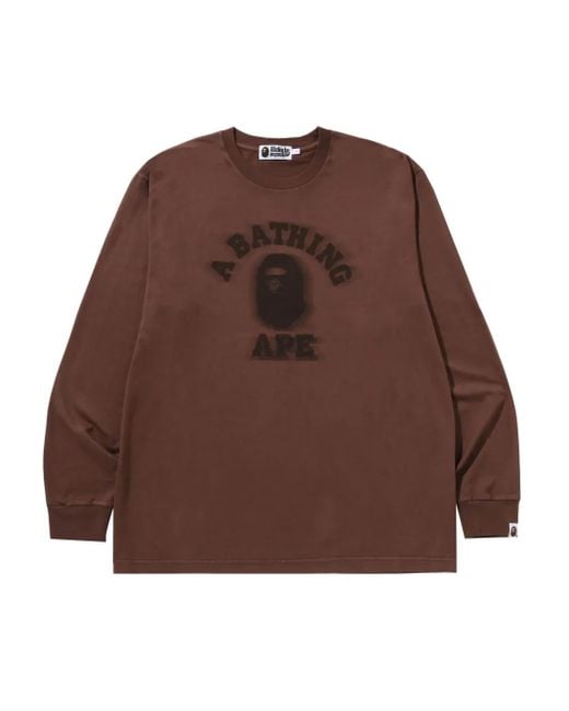 A Bathing Ape Brown Long-Sleeve T-Shirt for men