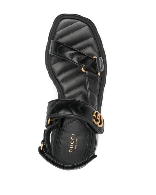 Sandales en cuir à logo GG Gucci en coloris Black