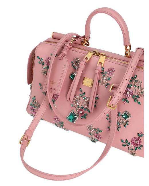 Dolce & Gabbana Pink Medium Vittoria Leather Tote Bag
