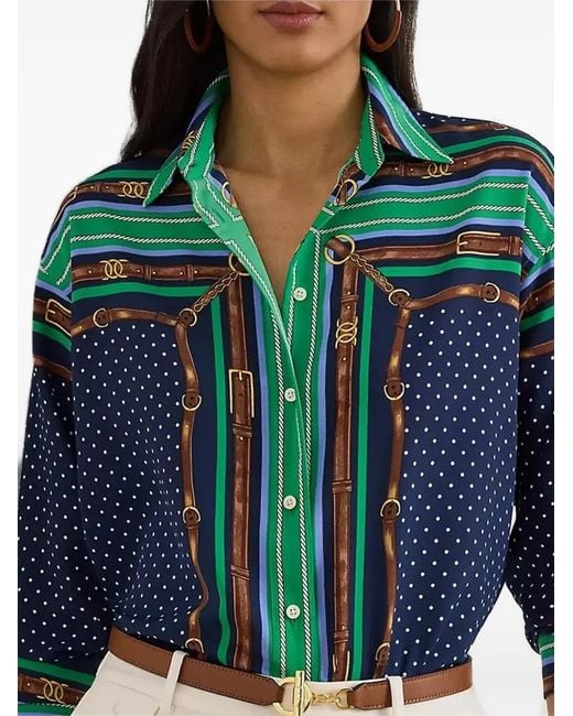 Ralph Lauren Blue Polka-Dot Print Shirt