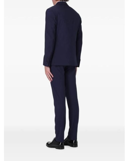Eleventy Blue Single-Breasted Peak-Lapel Suit for men