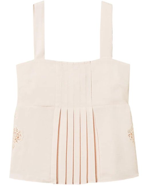 Twinset Natural Embroidered Twill Top