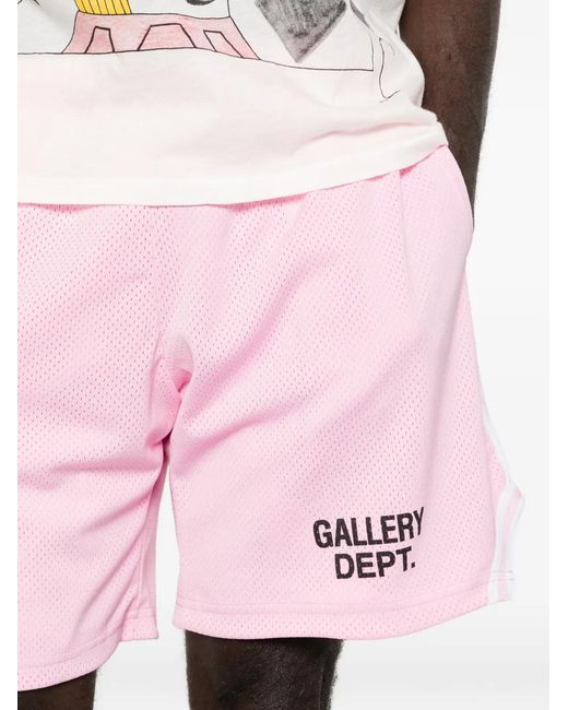GALLERY DEPT. Pink Logo-Print Striped Shorts for men