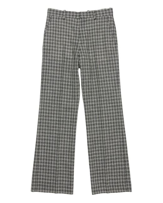 Acne Gray Checked Wool Trousers for men