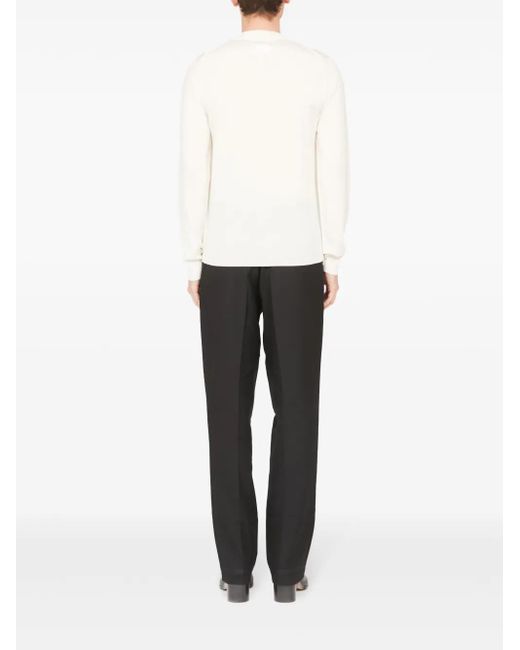 Maison Margiela White Ribbed-Edge Wool Sweater for men