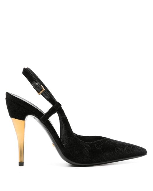 Gucci Black Velvet Gg Slingback Pumps 105