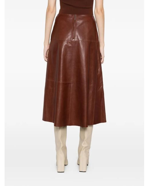Arma Brown Panelled Midi Skirt