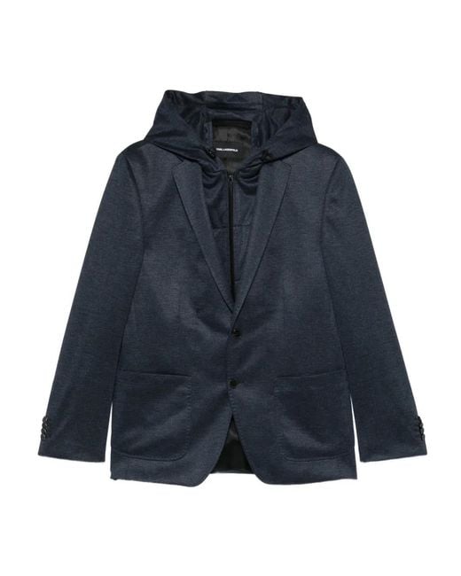 Karl Lagerfeld Blue Hooded Blazer for men