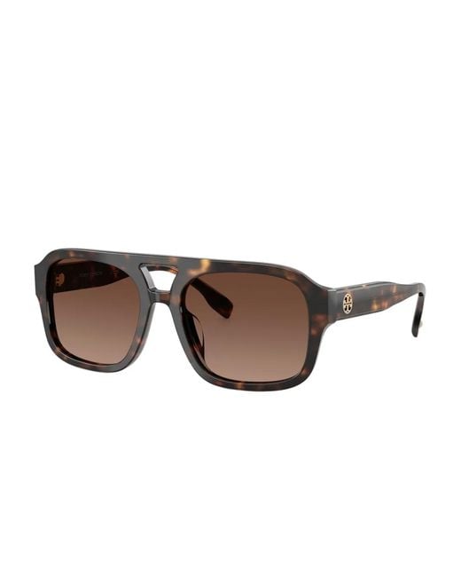 Tory Burch Brown Tortoiseshell Square Sunglasses