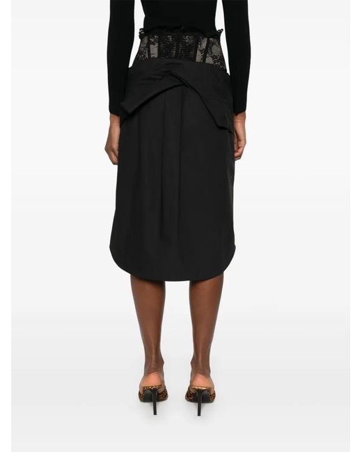 GIUSEPPE DI MORABITO Black Corset-Detail Midi Skirt