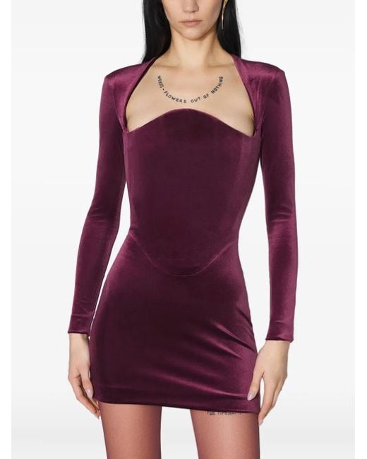 Mugler Mini-Jurk Met Lange Mouwen in het Purple