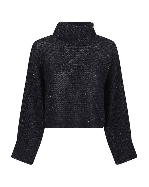 Peserico Blue Roll-Neck Sweater