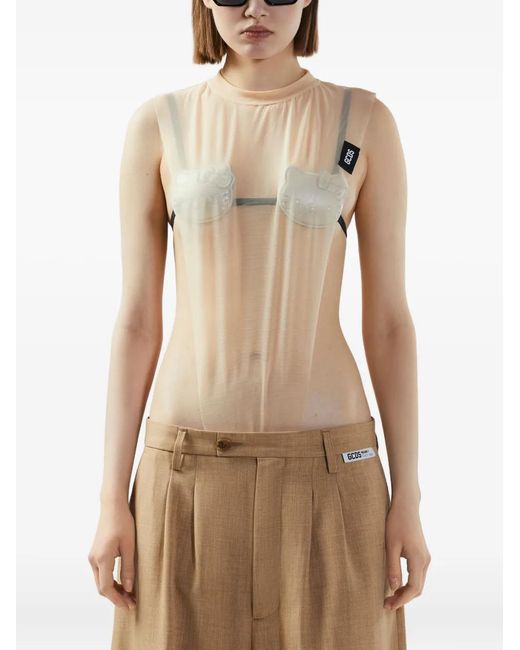 Gcds White Inverted Triangle Bodysuit